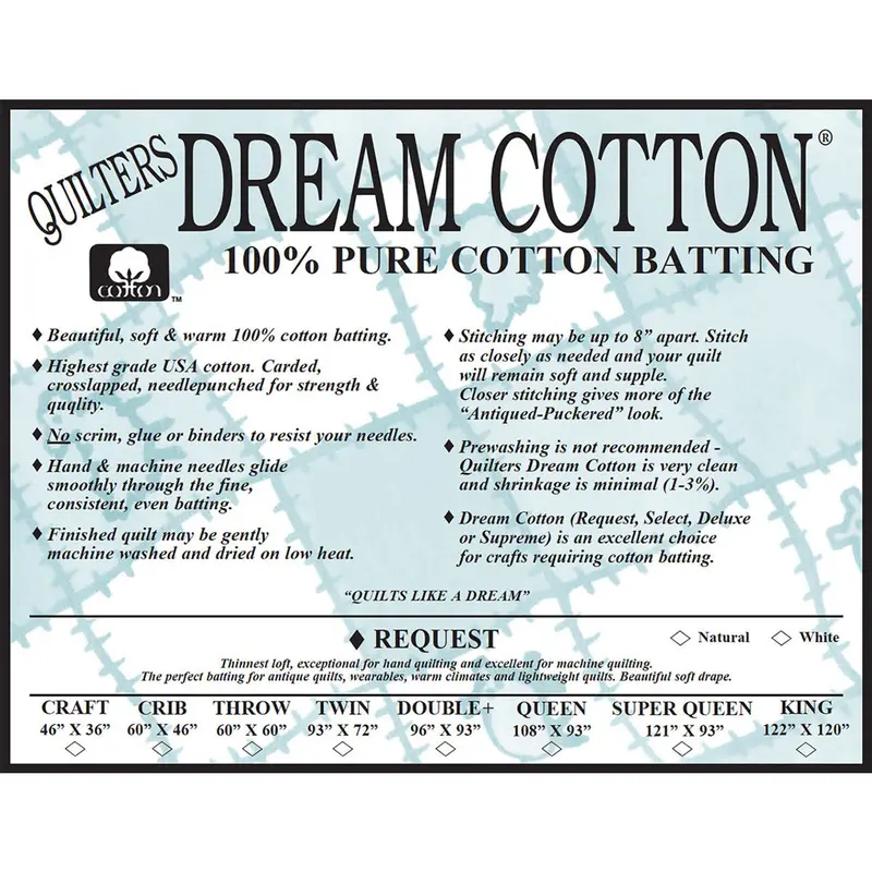 Quilters Dream Natural Cotton Batting For Double-Size Quilts – 96 In X 93 In 1