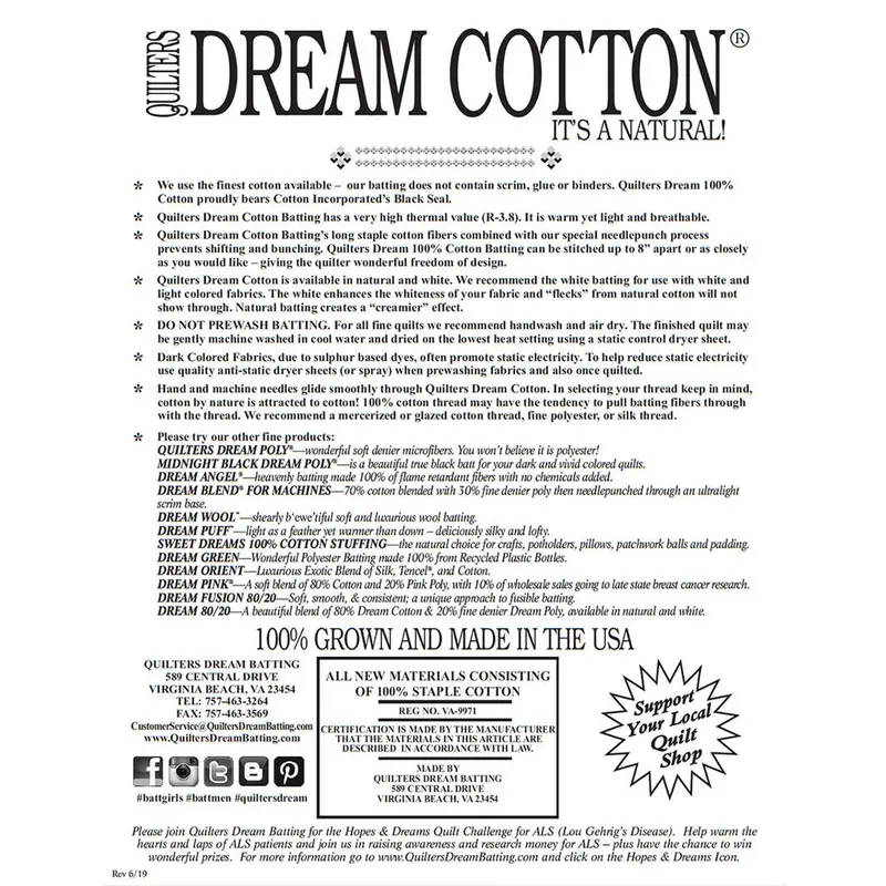 Quilters Dream Natural Cotton Batting For Throws – 60 In X 60 In 2