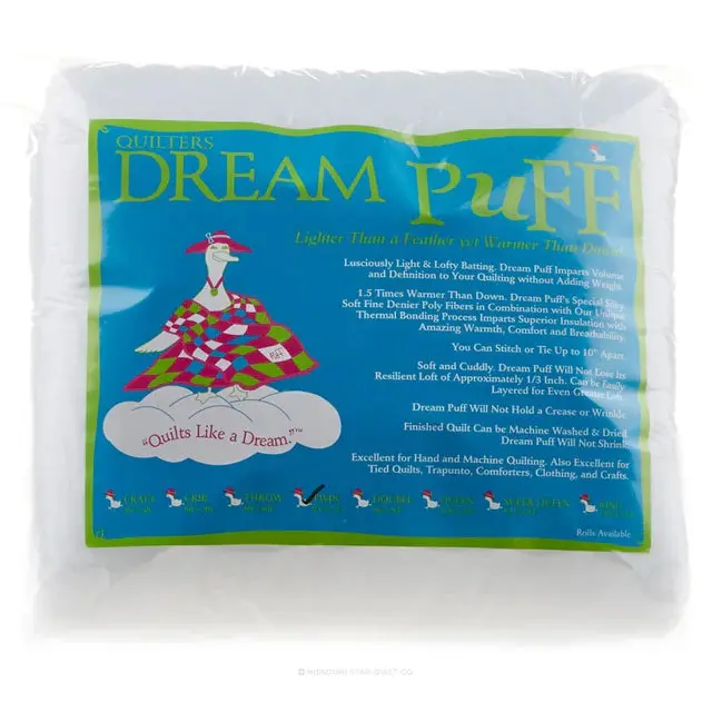 Quilters Dream Puff Batting – White Twin Size (93" × 72") 1