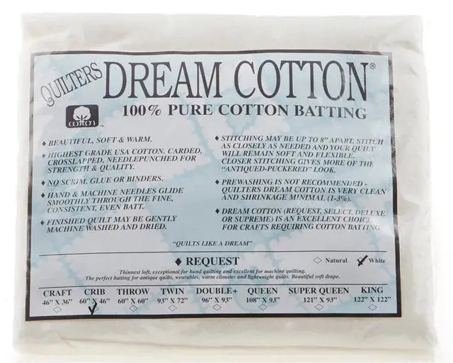 Quilters Dream White Cotton Batting For Crib Quilts – 60 In X 46 In 1