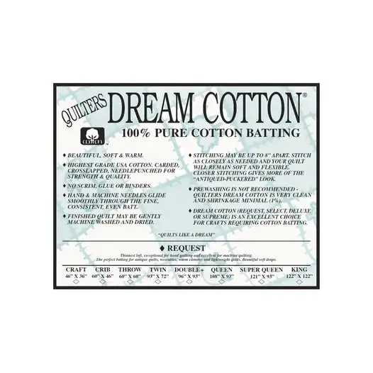 Quilters Dream White Cotton Batting For Double-Size Quilts – 96 In X 93 In 1