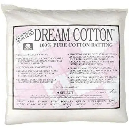 Quilters Dream White Cotton Batting For Double-Size Quilts – 96 In X 93 In 1