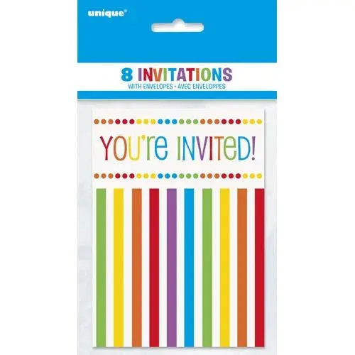 Rainbow Birthday Invitation Cards – Pack Of 8 1