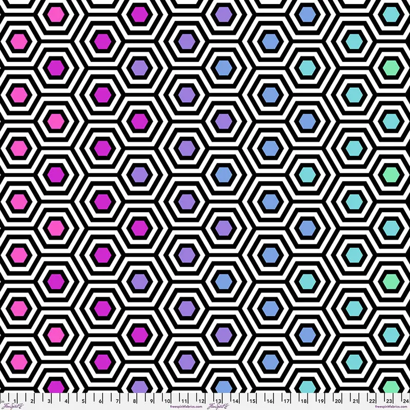 Rainbow Hexy Xl Backing Fabric – Ink Tone | Tula Pink’S True Colors Collection (108") 1