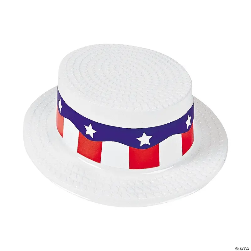 Red, White & Blue Patriotic Skimmer Hat – Adult-Sized Celebration Headwear 1