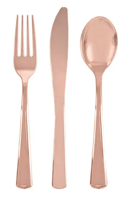 Rose Gold Disposable Cutlery Set – 18-Piece Assortment 1
