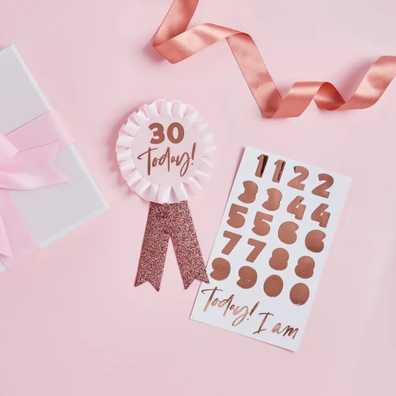 Rose Gold 'Today I Am' Birthday Badge – One-Piece Accent 1