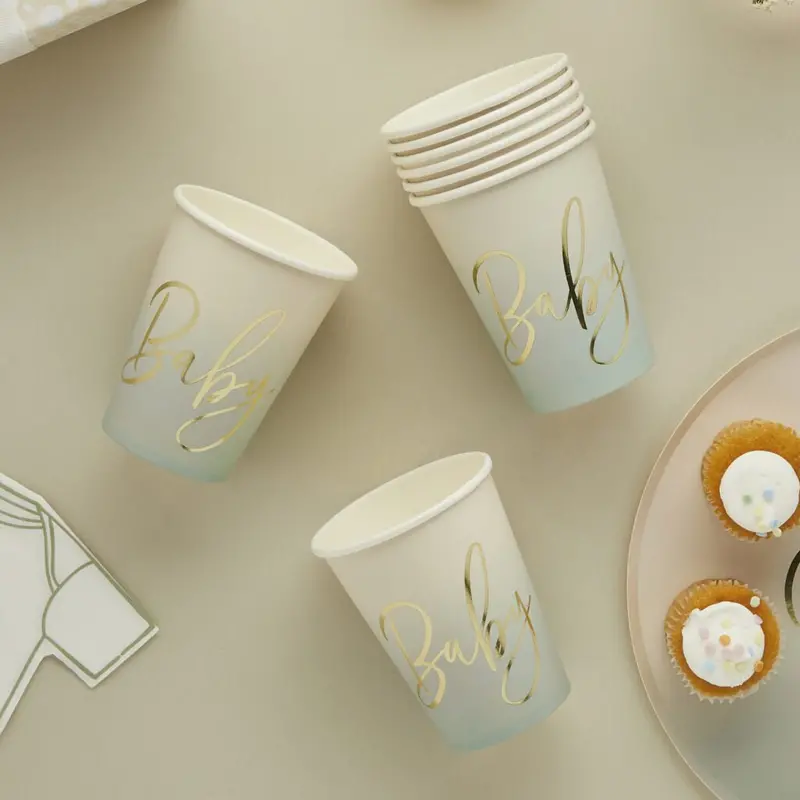 Sage Ombre Baby Shower Cups – Set Of 8 1