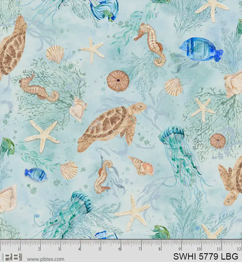 Sea Whispers Allover Sea Life Fabric – Swhi05779Lbg 1