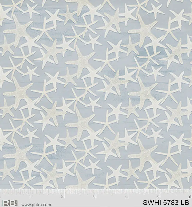 Sea Whispers Starfish Print Fabric In Light Blue - Swhi05783Lb 1
