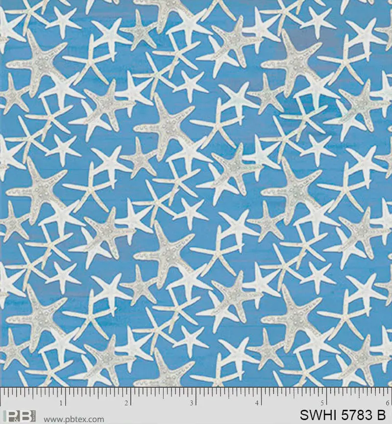 Sea Whispers Starfish Theme Fabric In Indigo Blue - Swhi05783B 1