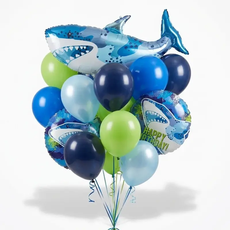 Shark Birthday Balloon Bouquet – Fun Ocean-Inspired Party Decor 1