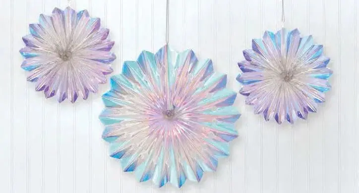 Shimmering Foil Fan Decorations – Glow Birthday Party Accents, 3-Pack 1