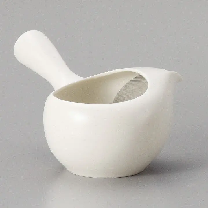 Shoko Kiln Lidless Kyusu – Pure White Ceramic Tea Pot 1