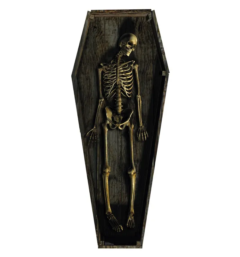 Skeleton Casket Life-Size Cardboard Standup – Premium Custom Build, 10–14 Day Processing 1