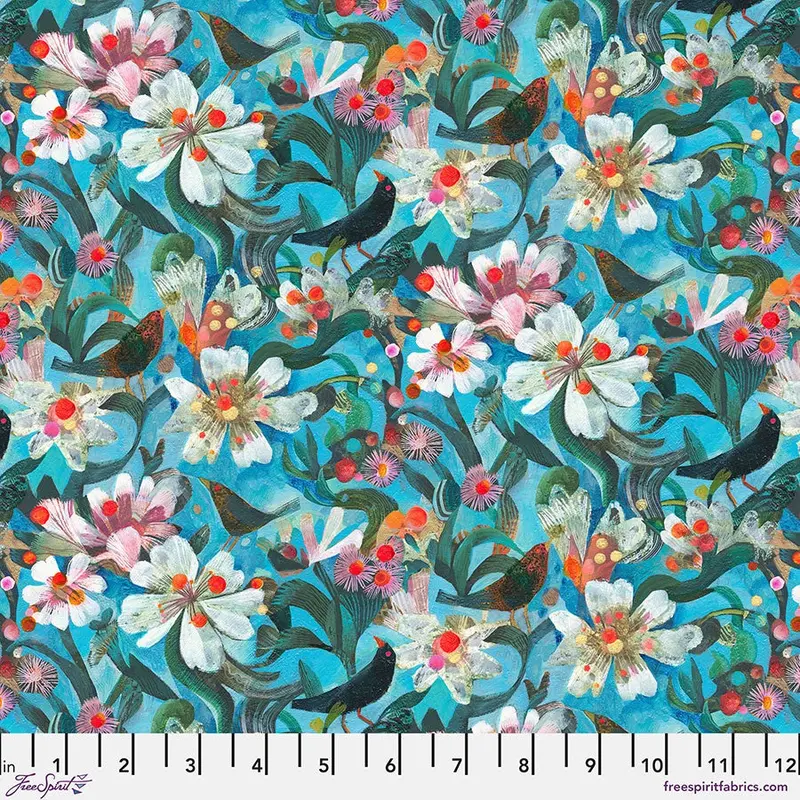 Skies Inspired Pattern In Deep Blue Fabric | Colori Collection 1