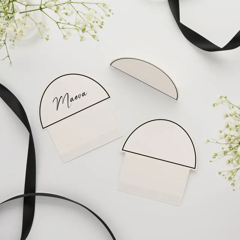 Sleek Black-Border Tented Place Cards – 10-Pack 1