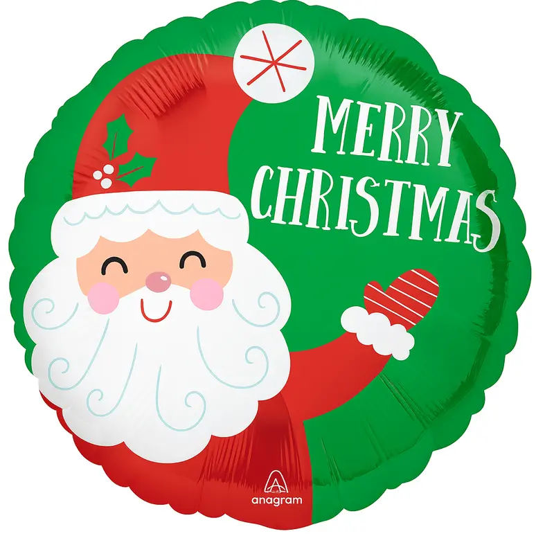 Smiley Santa Christmas Mylar Balloon – 18-Inch Festive Foil 1