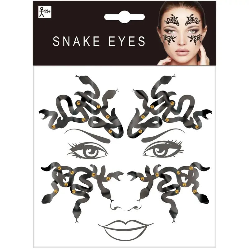 Snake Eyes Temporary Face Tattoos – Halloween & Festival Set 1