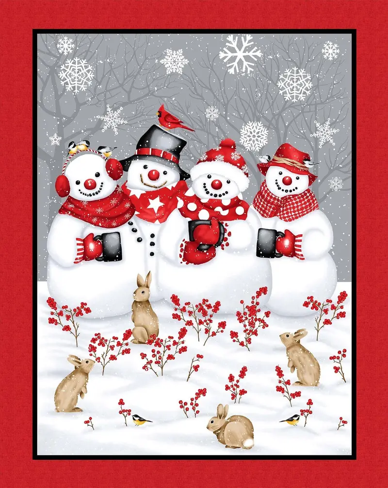 Snow Crew 48-Inch Snowmen Minky Panel Fabric – Style 2099Pmk-89 1
