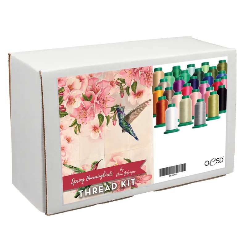Spring Hummingbirds Tiling Embroidery Thread Kit 1