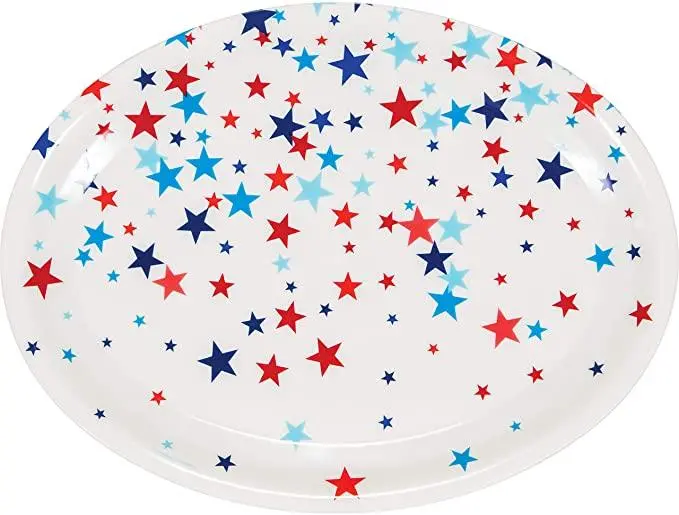 Stars-Embellished Plastic Oval Serving Tray – Single Piece 1
