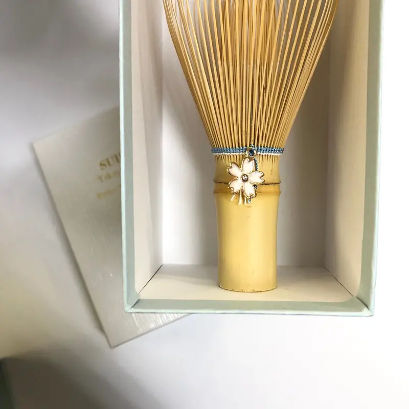 Suikaen Chasen Matcha Whisk ‘Laughter’ – Hand-Tied Bamboo Whisk In Calming Blue Emi Design 1