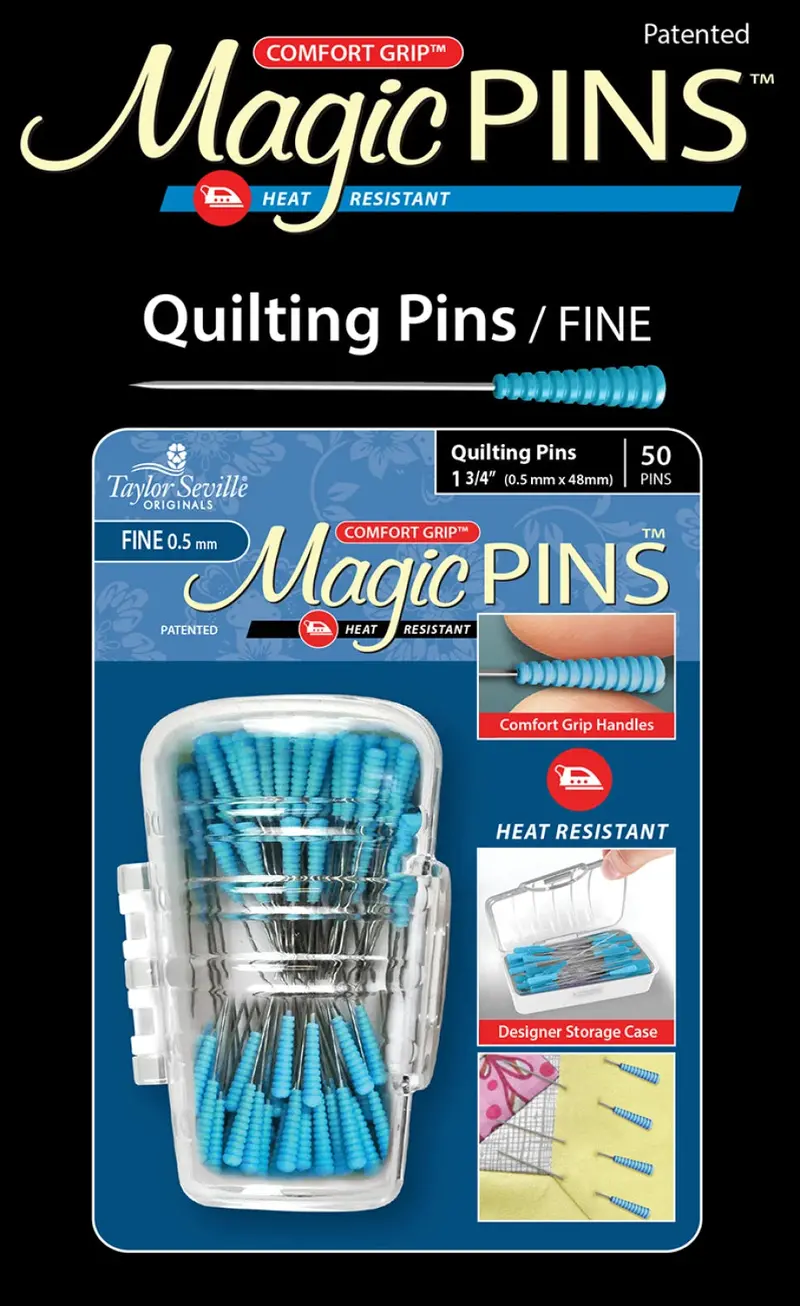 Taylor Seville Magic Fine Quilting Pins – 1.75 Inches, 0.5Mm Shaft (50-Pack, Model 219560) 1
