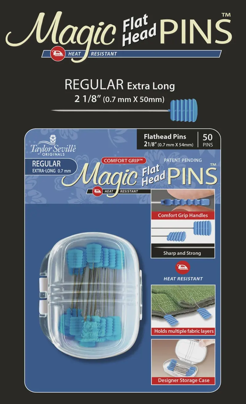 Taylor Seville Magic Flat-Head Sewing Pins – 2.125 Inches (50-Pack) 1