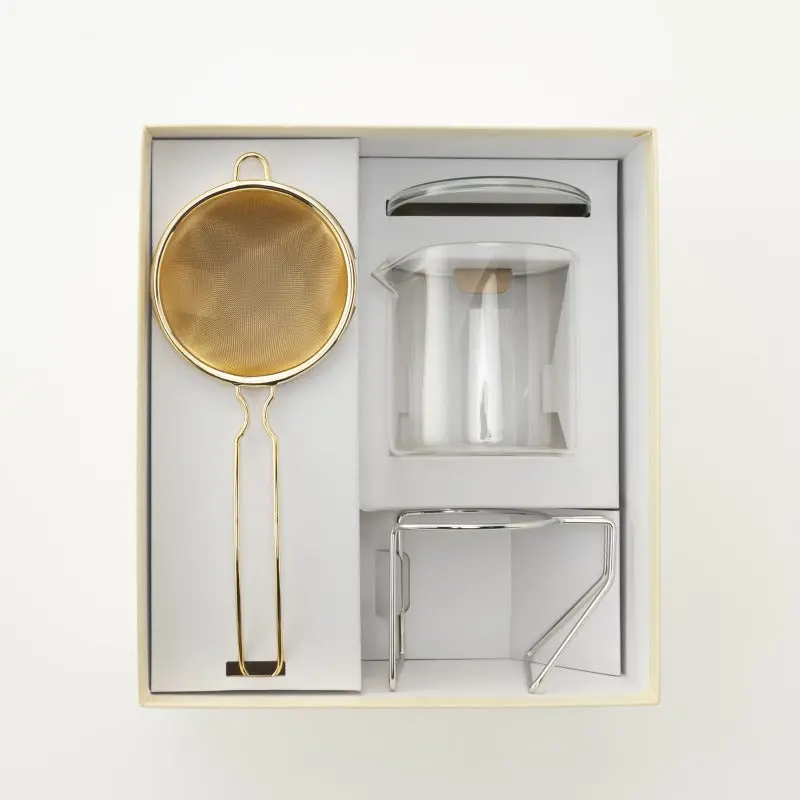 Three Snow Gold-Trimmed Glass Kyusu Teapot With Built-In Tea Strainer 1
