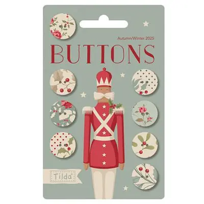 Tilda Merry Little Christmas Assorted Buttons – 0.63" Round, Pack Of 8 1