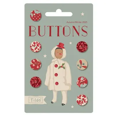 Tilda Merry Little Christmas Mini Buttons – 0.47" Round, 8-Pack 1