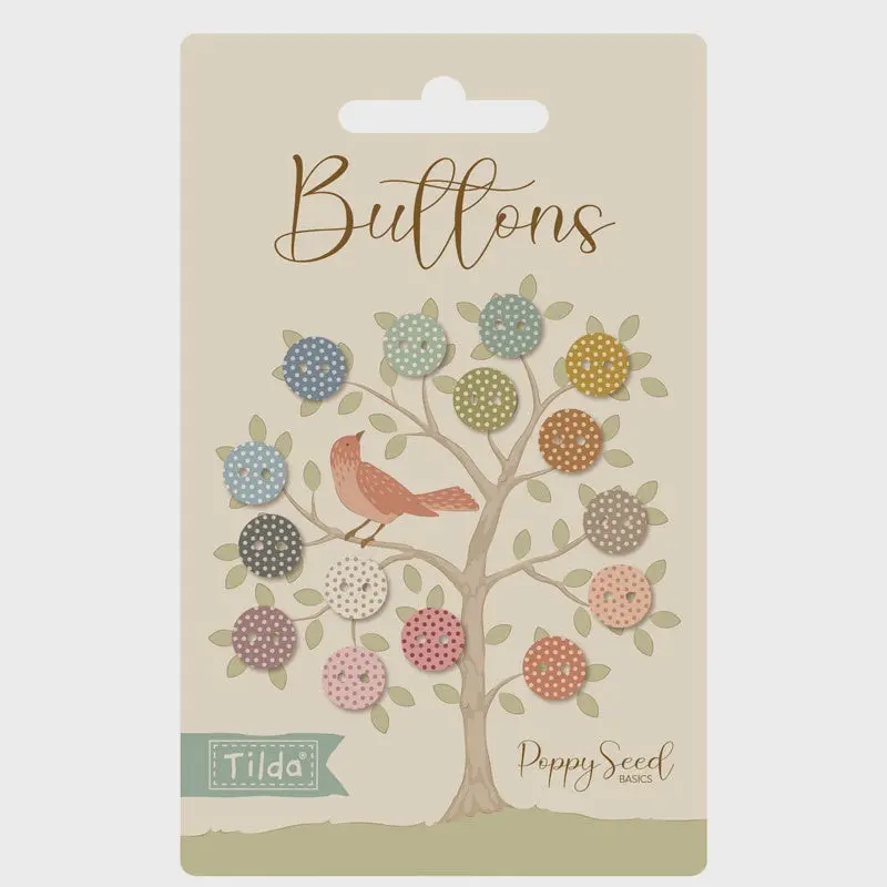 Tilda Poppy Seed Wooden Buttons – 9 Mm (0.35 In), Pack Of 15 1
