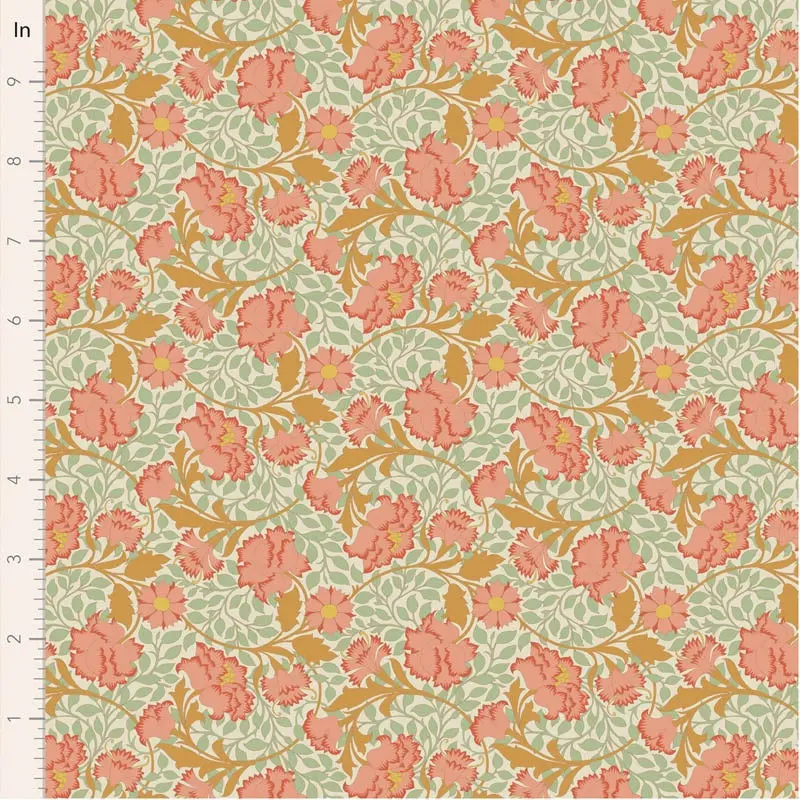 Tilda Songbird Floral Dress Fabric In Soft Coral 1