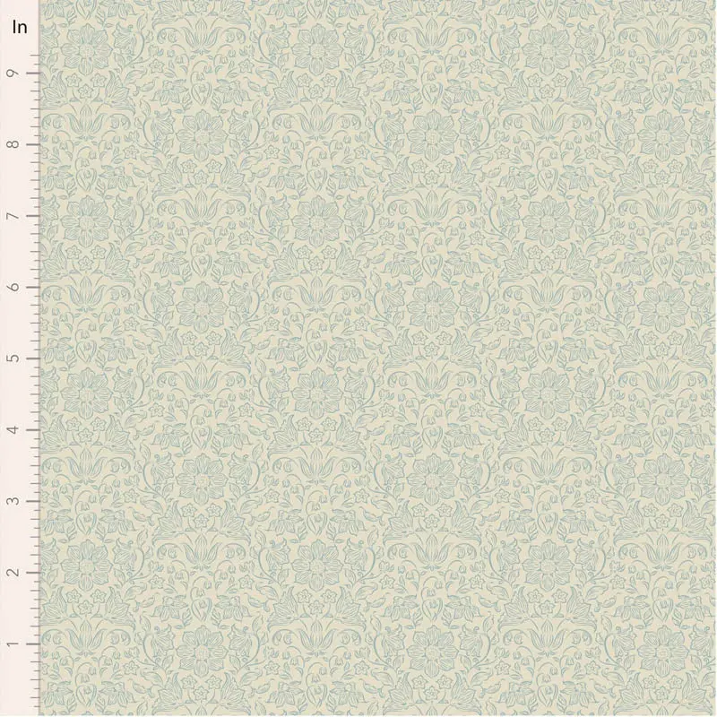 Tilda Songbird Lila Cotton Fabric – Light Blue Colorway 1