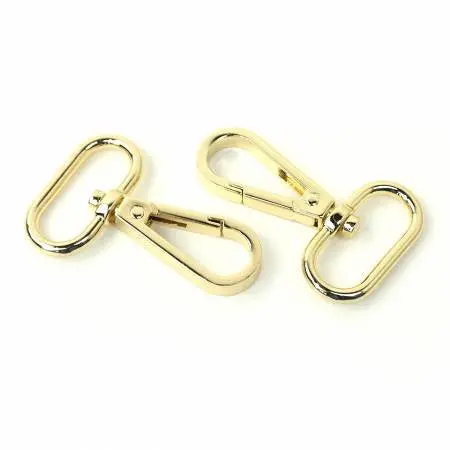 Two 1-Inch Gold-Tone Swivel Hooks – Rotating Connector Hardware 1