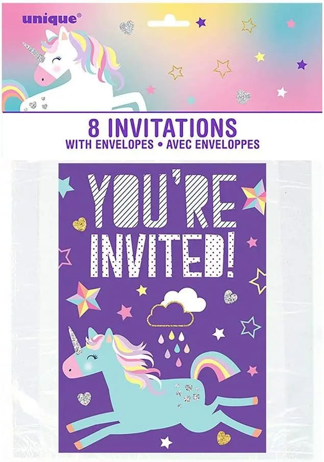 Unicorn Birthday Invitations – Printable Or Pre-Printed Stationery, Pack Of 8 1