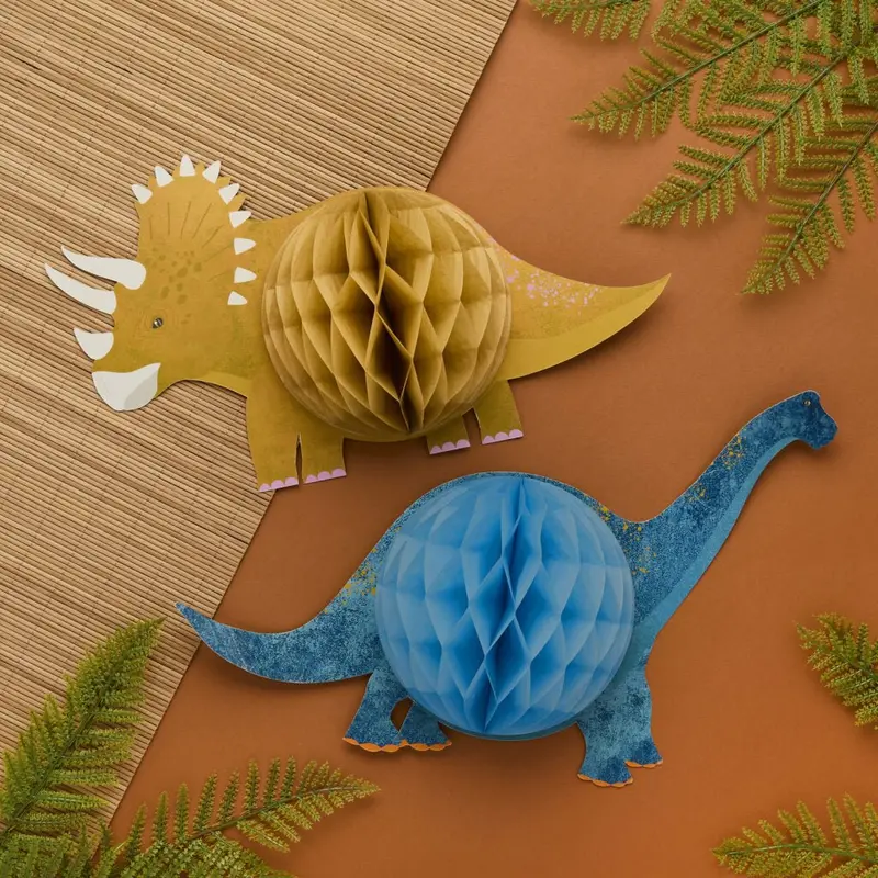 Vibrant Dinosaur Honeycomb Wall Decor – 2-Piece Set 1