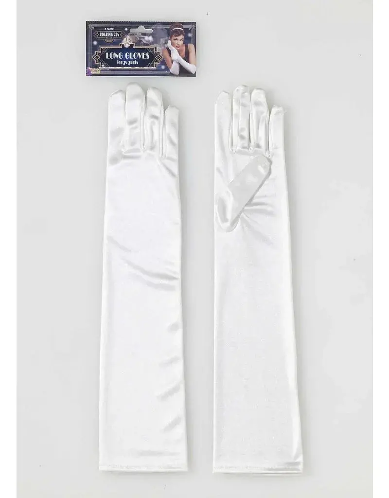 Vintage White Satin Flapper Gloves – Elegant 1920S Costume Accessory 1
