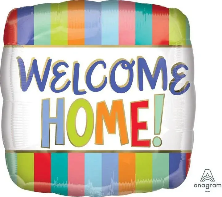 Welcome Home Stripes Mylar Balloon – 18-Inch Celebration Decoration 1