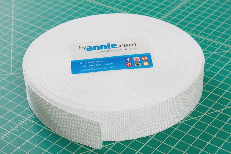 White Polypropylene Strapping – 1.5” Wide, Sold By The Yard 1