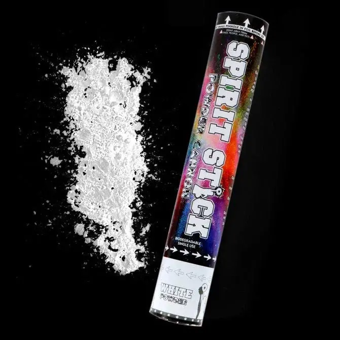 White Powder Cannon Spirit Stick – 12-Inch Celebration Noisemaker 1
