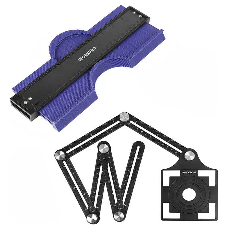 Workpro 10-Inch Contour Gauge + 6-Sided Precision Angle Measuring Tool Kit 1