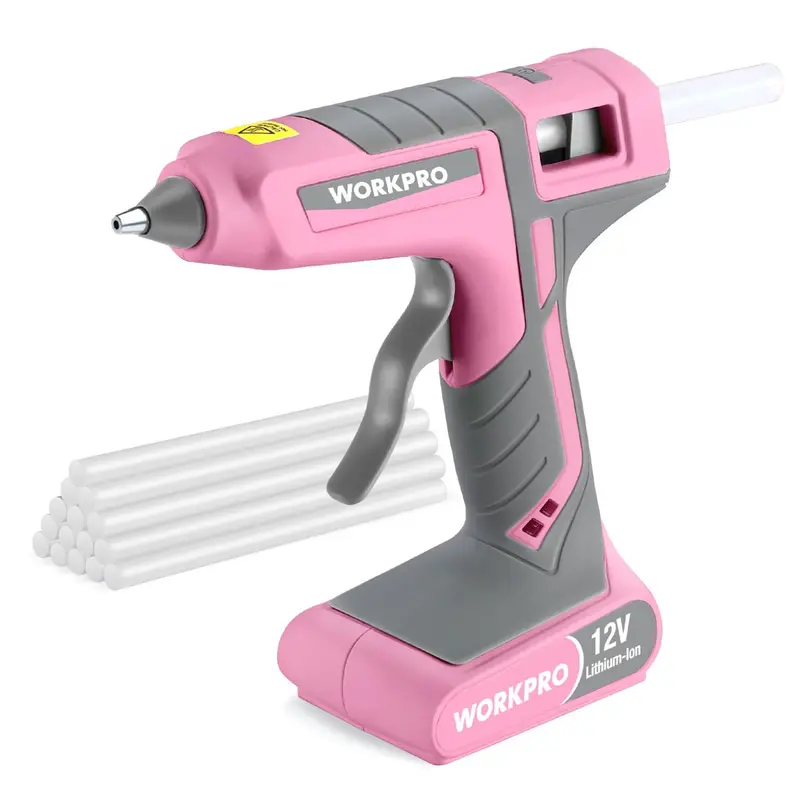 Workpro 12V Cordless Hot Melt Glue Gun – Rechargeable Full-Size Applicator For On-The-Go Crafters 1