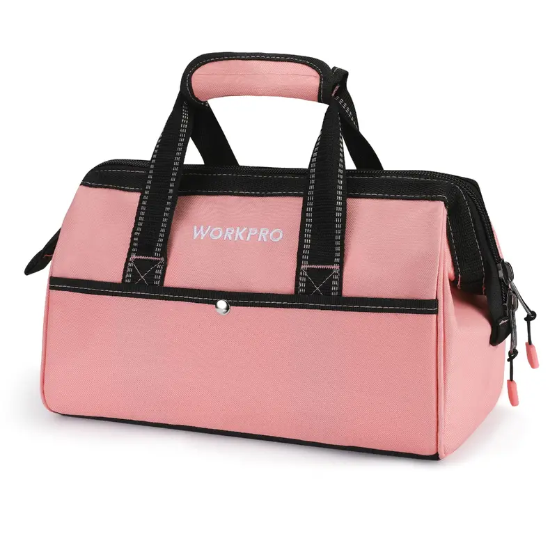 Workpro 13" Soft Cloth Tool Bag — Lightweight Pink Storage Bag — Pink Ribbon Design 1