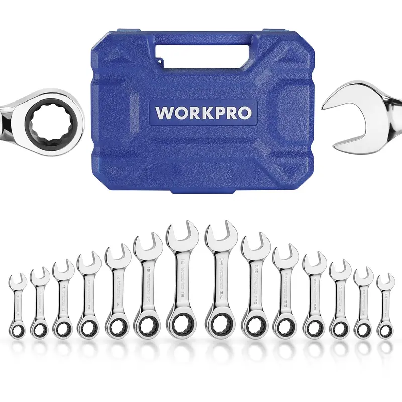 Workpro 14-Piece Ratcheting Stubby Wrench Set – Low-Profile Design For Confined Work Areas 1