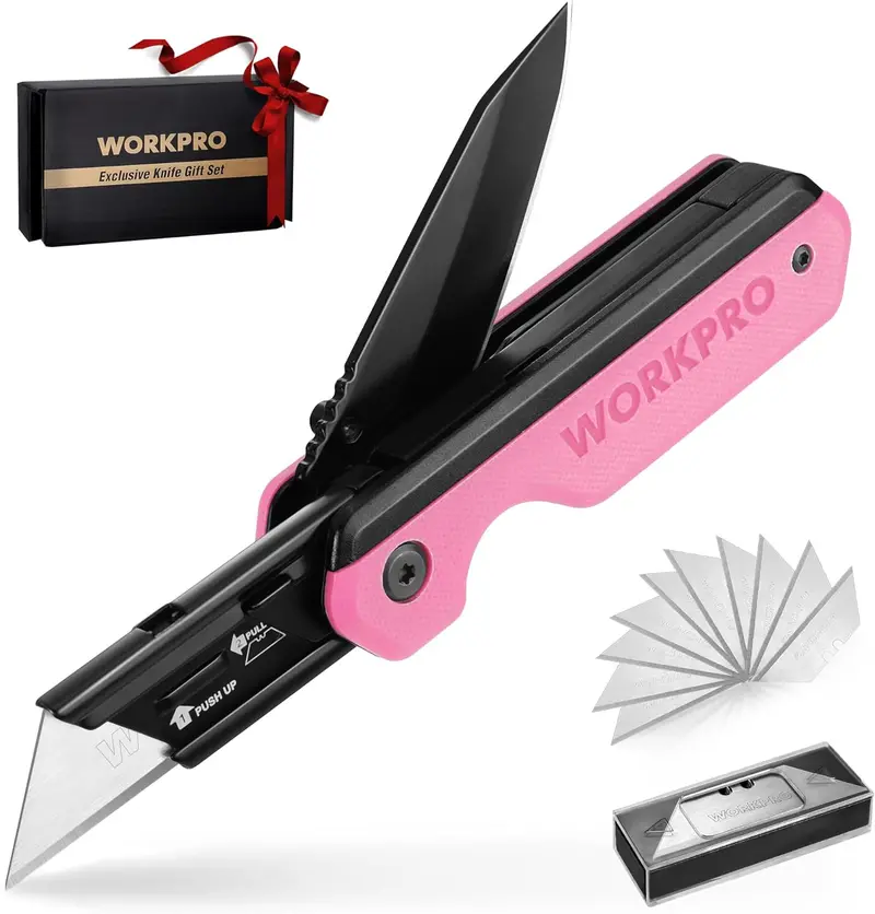 Workpro 2-In-1 Folding Utility Knife — Quick-Change Blade System, G10 Handle & Liner Lock Safety 1