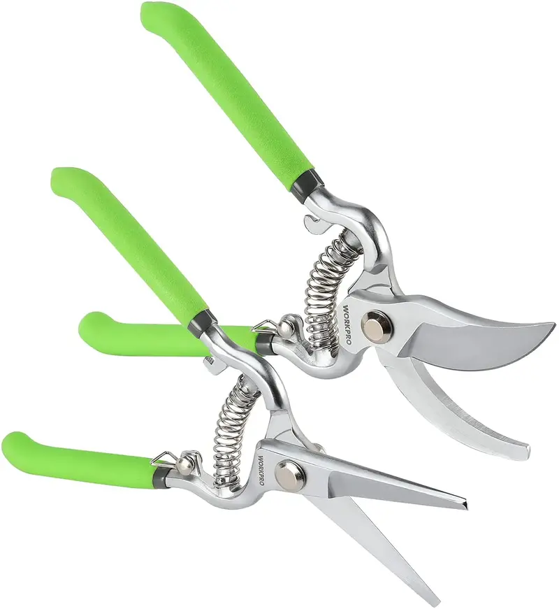 Workpro 2-Piece Bypass & Straight-Blade Pruning Shears Set – 8" Ergonomic Garden Clippers 1