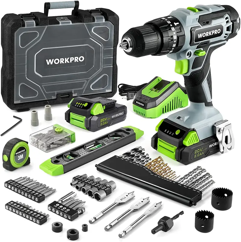 Workpro 20V Max Cordless Drill Driver Combo – 102-Piece Kit With Dual 2.0Ah Batteries & Fast Charger 1