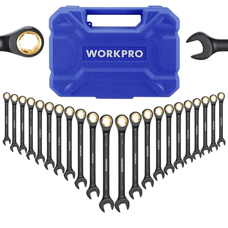 Workpro 22-Piece Flex-Head Ratcheting Wrench Set – Metric & Sae Sizes With Anti-Slip Teeth & Organizer Box 1